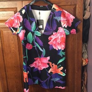 Nwt missguided colorful floral v scuba dress 12